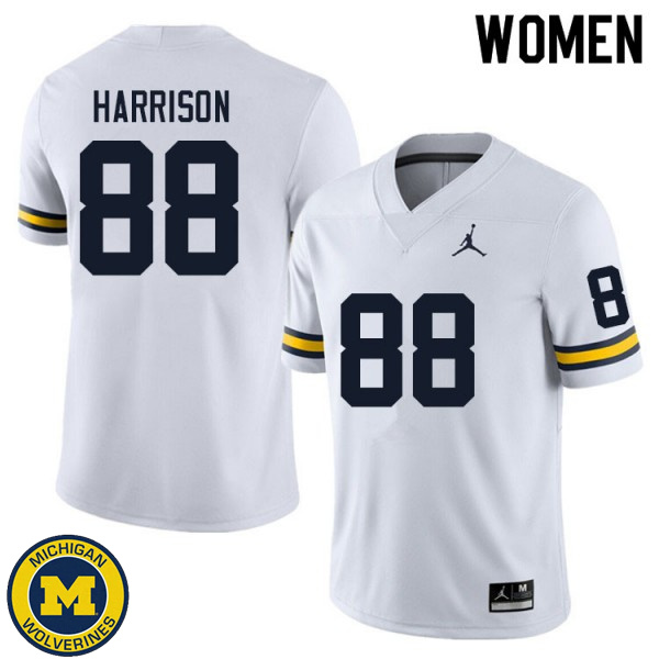 Women's Michigan Wolverines #88 Matthew Harrison White Player Jersey